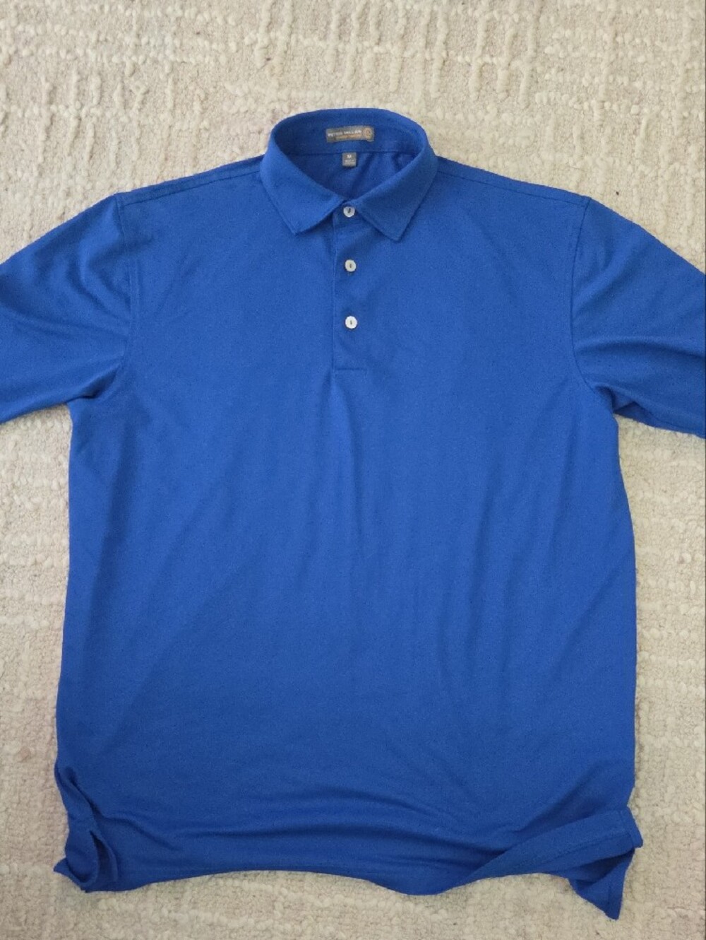 Peter Millar Men's Blue Button-Front Polo, M - Picture 2 of 5